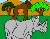Desenho Rinoceronte e gracioso pintado por juliana