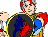 Desenho Cavaleiro com escudo de leão pintado por maick