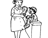 Desenho Enfermeira e menino pintado por keila