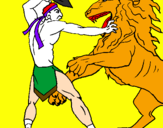 Desenho Gladiador contra leão pintado por JOÃO  RICARDO