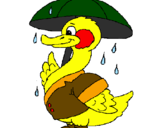 Desenho Pato sob a chuva pintado por leonardo