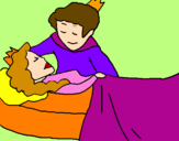 Desenho A princesa a dormir e o príncipe pintado por mariana
