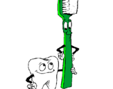 Desenho Dentes e escova de dentes pintado por juca