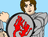 Desenho Cavaleiro com escudo de leão pintado por joão  vitor