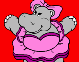 Desenho Hipopótamo com laço pintado por Daniela