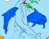 Desenho Golfinhos a brincar pintado por giullia vazqiuez bassani