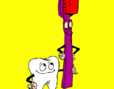 Desenho Dentes e escova de dentes pintado por ANA LUISA