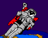 Desenho Astronauta no espaço pintado por astonauta