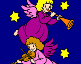 Desenho Anjos musicais pintado por mulam