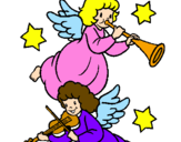 Desenho Anjos musicais pintado por fernanda
