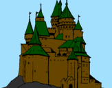 Desenho Castelo medieval pintado por Escola de Magia e Bruxari
