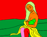 Desenho Mãe e filho  pintado por antonio