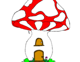 Desenho Casa cogumelo pintado por anuska