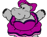 Desenho Hipopótamo com laço pintado por palloma
