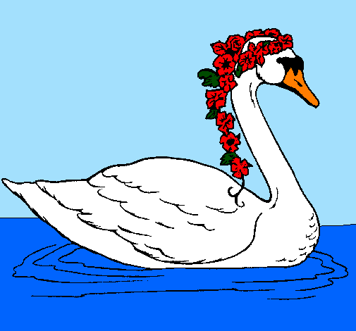 Cisne com flores