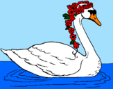 Desenho Cisne com flores pintado por maria eduarda