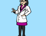 Desenho Doutora com óculos pintado por médica