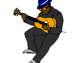 Desenho Guitarrista com chapéu pintado por PATRICK