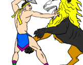 Desenho Gladiador contra leão pintado por ynele shaya