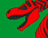 Desenho Esqueleto tiranossauro rex pintado por mano 