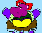 Desenho Hipopótamo com laço pintado por hellogirl