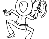 Desenho Pistolero de costas pintado por tamires