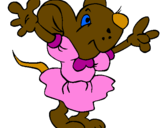 Desenho Rata com vestido pintado por joice