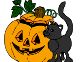Desenho Abóbora e gato pintado por o loco bixo