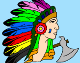 Desenho Índio com grandes plumas pintado por maiarinha