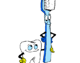 Desenho Dentes e escova de dentes pintado por nn