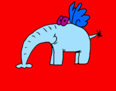 Desenho Elefante com asas pintado por sara