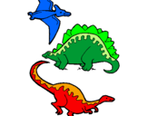 Desenho Três classes de dinossauros pintado por Mateus Teteu