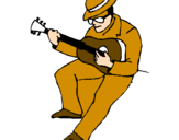 Desenho Guitarrista com chapéu pintado por carol