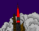 Desenho Lançamento foguete pintado por Luciano