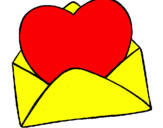 Desenho Coração num envelope pintado por millena