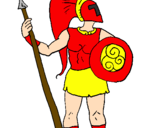 Desenho Guerreiro troiano pintado por mano 