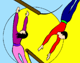 Desenho Trapezistas a saltar pintado por neia