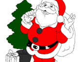 Desenho Santa Claus e uma árvore de natal pintado por jorge
