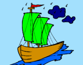 Desenho Barco veleiro pintado por Barbara