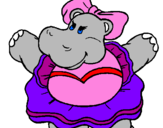 Desenho Hipopótamo com laço pintado por gabrielly