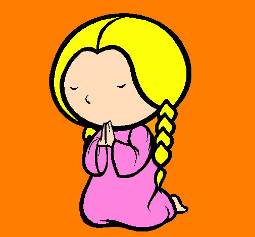 Desenho de Menina a rezar para Colorir - Colorir.com