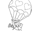 Desenho Cupido em pára-quedas pintado por rita