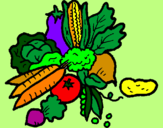 Desenho verduras pintado por Lipe