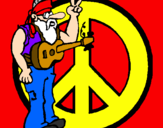 Desenho Musico hippy pintado por Jorge