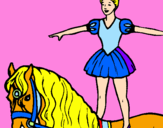 Desenho Trapezista em cima do cavalo pintado por Carolina