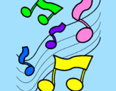 Desenho Notas na escala musical pintado por Priscilla
