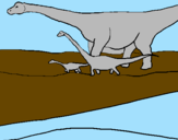Desenho Familia de Braquiossauros pintado por miguel