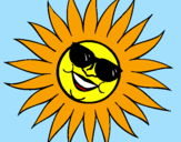 Desenho Sol com óculos de sol pintado por gabrielle