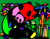 Desenho Mamã panda pintado por manuela e mamae