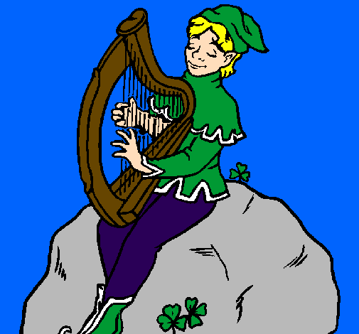 Duende a tocar harpa